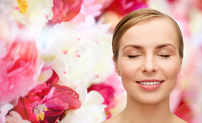 Image showing face of beautiful woman with closed eyes