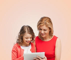 Image showing mother and daughter with tablet pc computer