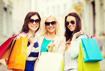 Image showing girls with shopping bags in ctiy