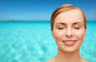 Image showing face of beautiful woman with closed eyes