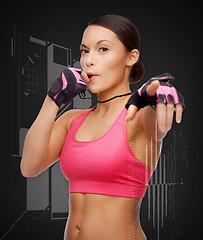 Image showing asian personal trainer with whistle