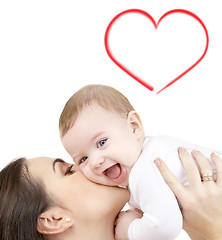 Image showing laughing baby playing with mother