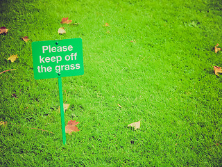 Image showing Retro look Keep off the grass sign