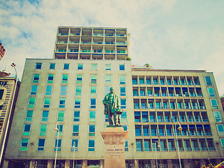 Image showing Retro look Raffaele Rubattino statue in Genoa