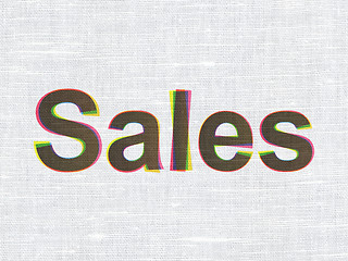 Image showing Marketing concept: Sales on fabric texture background