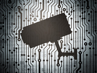 Image showing Security concept: circuit board with Cctv Camera