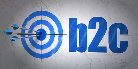 Image showing Business concept: target and B2c on wall background