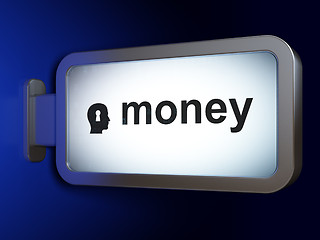 Image showing Business concept: Money and Head With Keyhole on billboard background