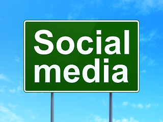 Image showing Social media concept: Social Media on road sign background