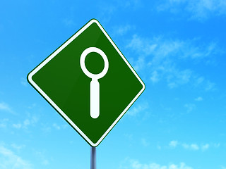 Image showing Information concept: Search on road sign background