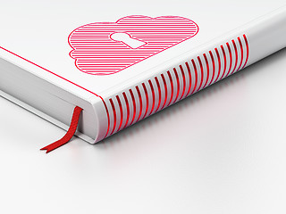 Image showing Cloud computing concept: closed book, Cloud With Keyhole on white background