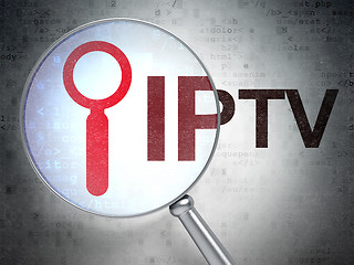 Image showing Web design concept: Search and IPTV with optical glass