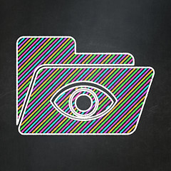 Image showing Business concept: Folder With Eye on chalkboard background