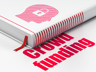 Image showing Business concept: book Head With Padlock, Crowd Funding on white background