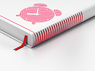 Image showing Time concept: closed book, Alarm Clock on white background