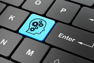 Image showing Education concept: Head With Gears on computer keyboard background