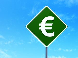 Image showing Currency concept: Euro on road sign background