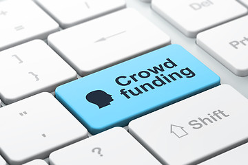 Image showing Finance concept: Head and Crowd Funding on computer keyboard background