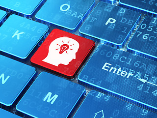 Image showing Business concept: Head With Light Bulb on computer keyboard background