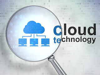 Image showing Cloud technology concept: Cloud Network and Cloud Technology with optical glass