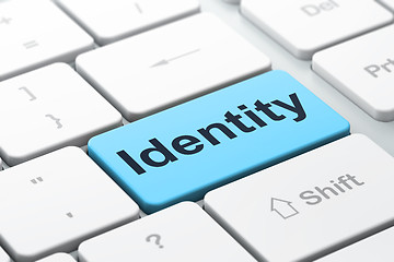 Image showing Privacy concept: Identity on computer keyboard background