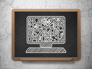 Image showing Education concept: Computer Pc on chalkboard background