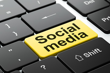 Image showing Social media concept: Social Media on computer keyboard background