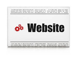Image showing Web design concept: newspaper with Website and Gears