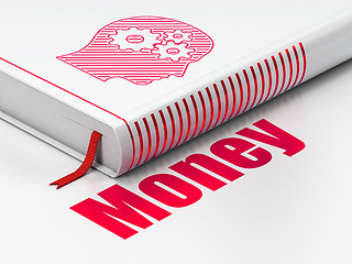 Image showing Business concept: book Head With Gears, Money on white background