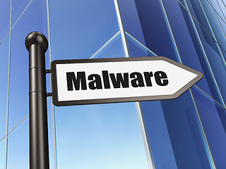 Image showing Security concept: sign Malware on Building background