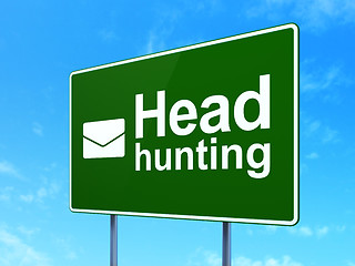 Image showing Finance concept: Head Hunting and Email on road sign background
