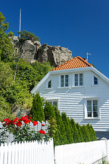 Image showing Traditional white wooden house in Norway