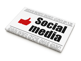 Image showing Social media concept: newspaper with Social Media and Thumb Up