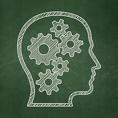 Image showing Education concept: Head With Gears on chalkboard background