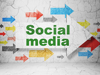 Image showing Social media concept: arrow with Social Media on grunge wall background