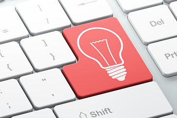 Image showing Business concept: Light Bulb on computer keyboard background