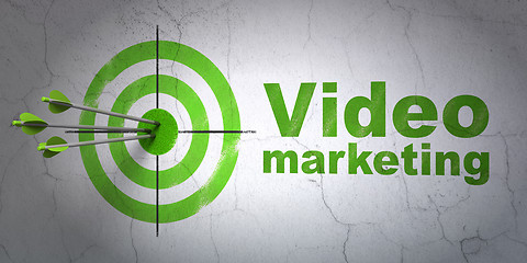 Image showing Business concept: target and Video Marketing on wall background