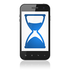 Image showing Time concept: Hourglass on smartphone