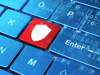 Image showing Safety concept: Shield on computer keyboard background
