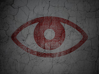 Image showing Protection concept: Eye on grunge wall background