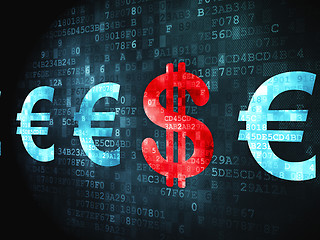 Image showing Currency concept: Dollar And Euro on digital background