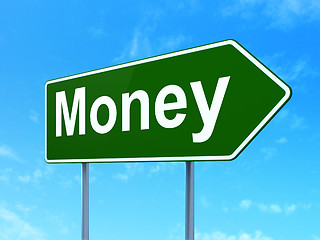 Image showing Finance concept: Money on road sign background