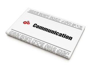 Image showing Marketing concept: newspaper with Communication and Gears