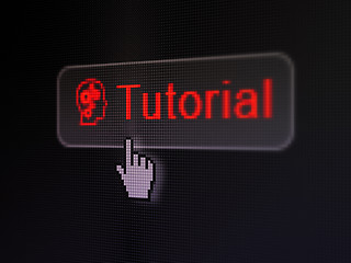 Image showing Education concept: Tutorial and Head Gears on digital background