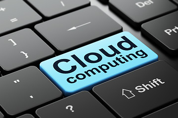 Image showing Cloud technology concept: Cloud Computing on computer keyboard background