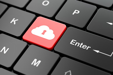 Image showing Cloud computing concept: Cloud With Keyhole on computer keyboard background