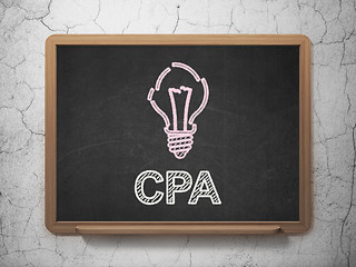 Image showing Finance concept: Light Bulb and CPA on chalkboard background