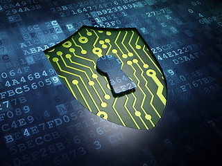 Image showing Security concept: Shield With Keyhole on digital background