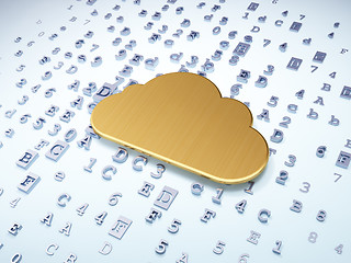 Image showing Cloud networking concept: Golden Cloud on digital background