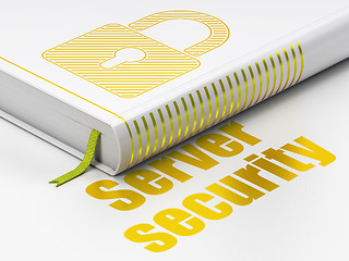 Image showing Security concept: book Closed Padlock, Server Security on white